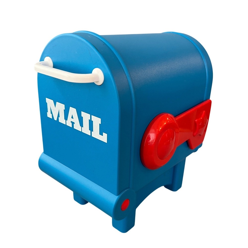 Lakeshore Learning My First Mailbox Blue Plastic Pretend Play Toy with Red Flag